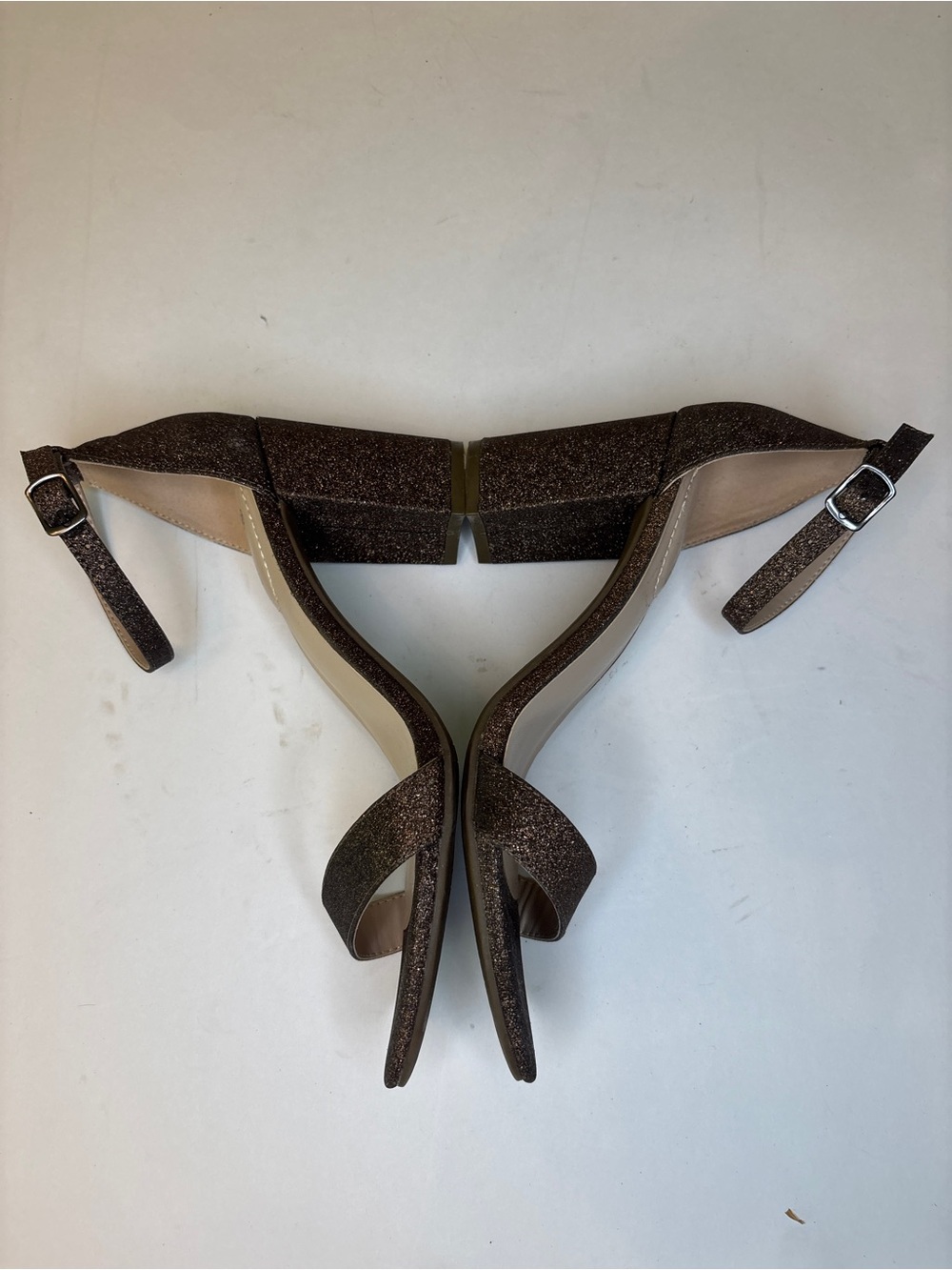 Bandolino Armory Brown Glitter Ankle-Strap Block Heels - Picture 4 of 7